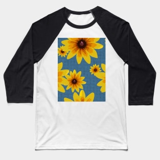 Blackeyed Susan on Burlap Blue Repeat 5748 Baseball T-Shirt